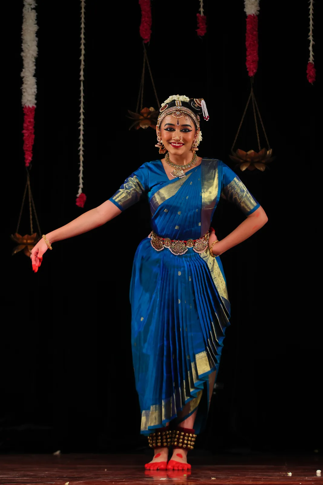 A confident pose in blue and gold