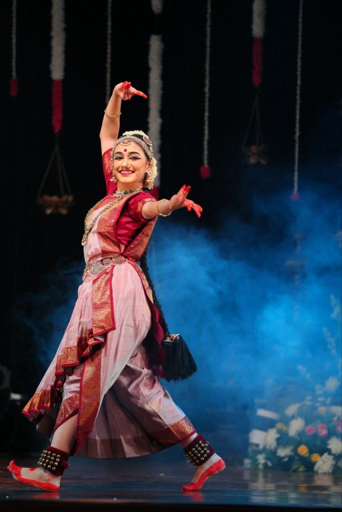 Ananya in a graceful extended Bharatanatyam pose